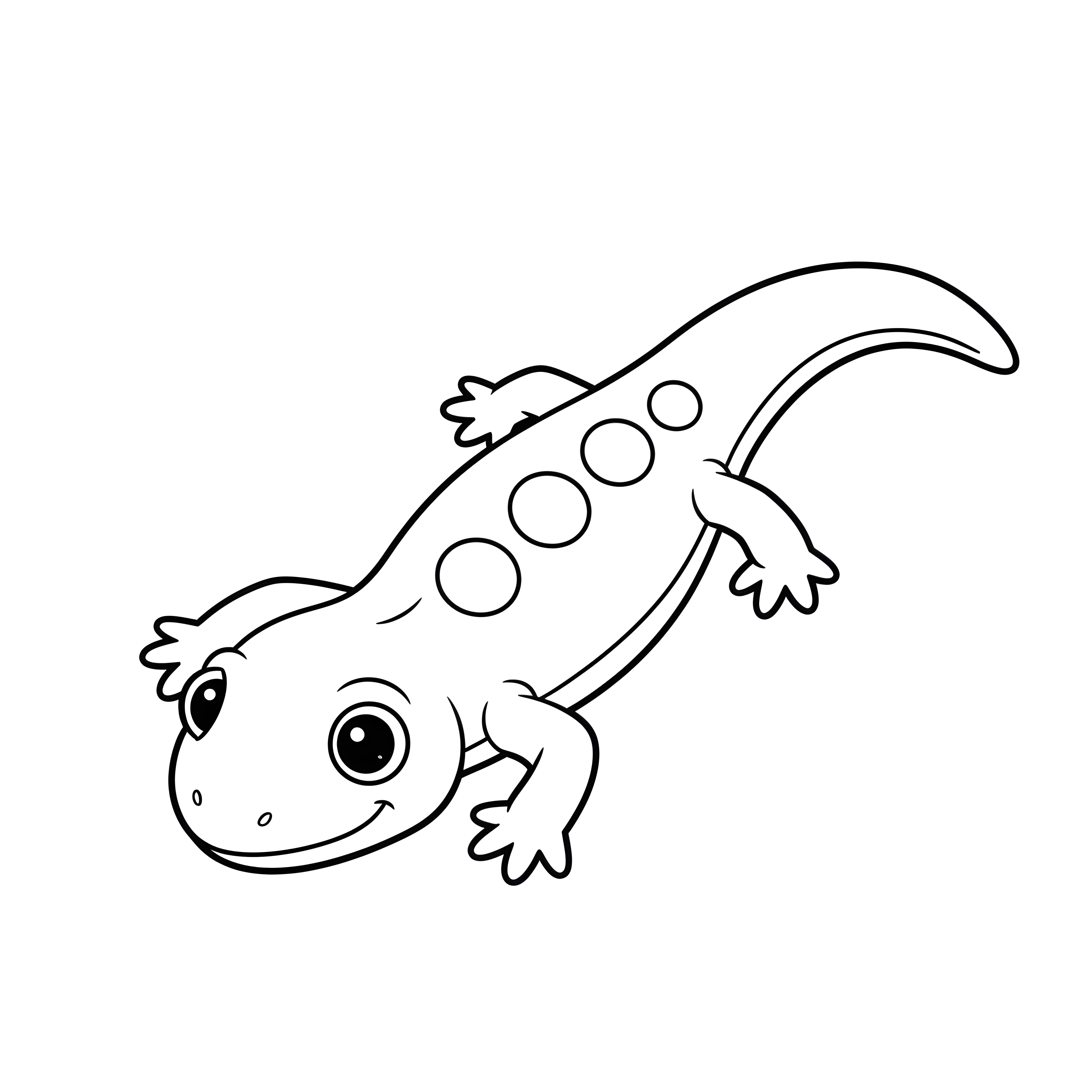 Niedlicher Salamander mit Punktmuster zum Ausmalen
