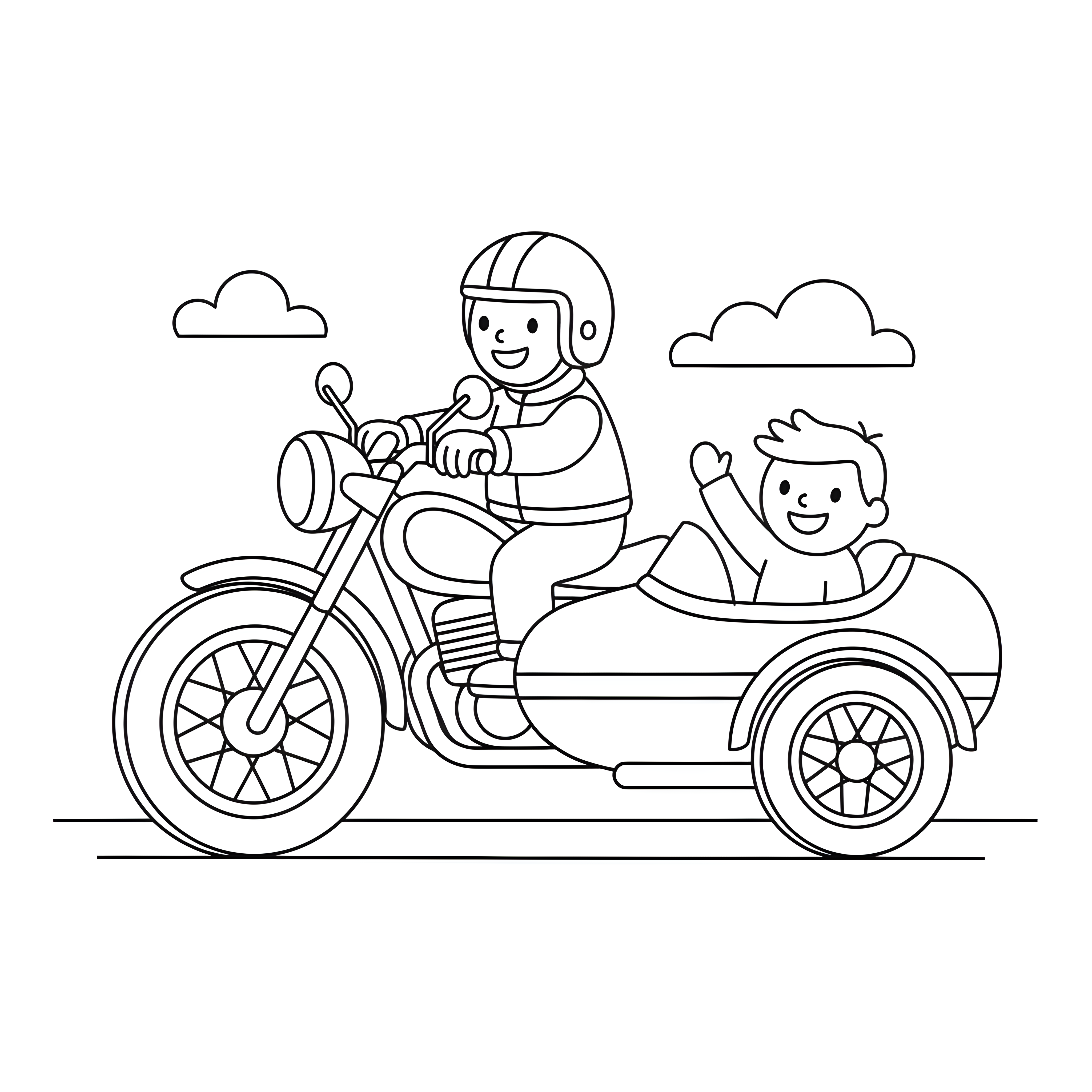 Motorrad fährt mit großem Beiwagen