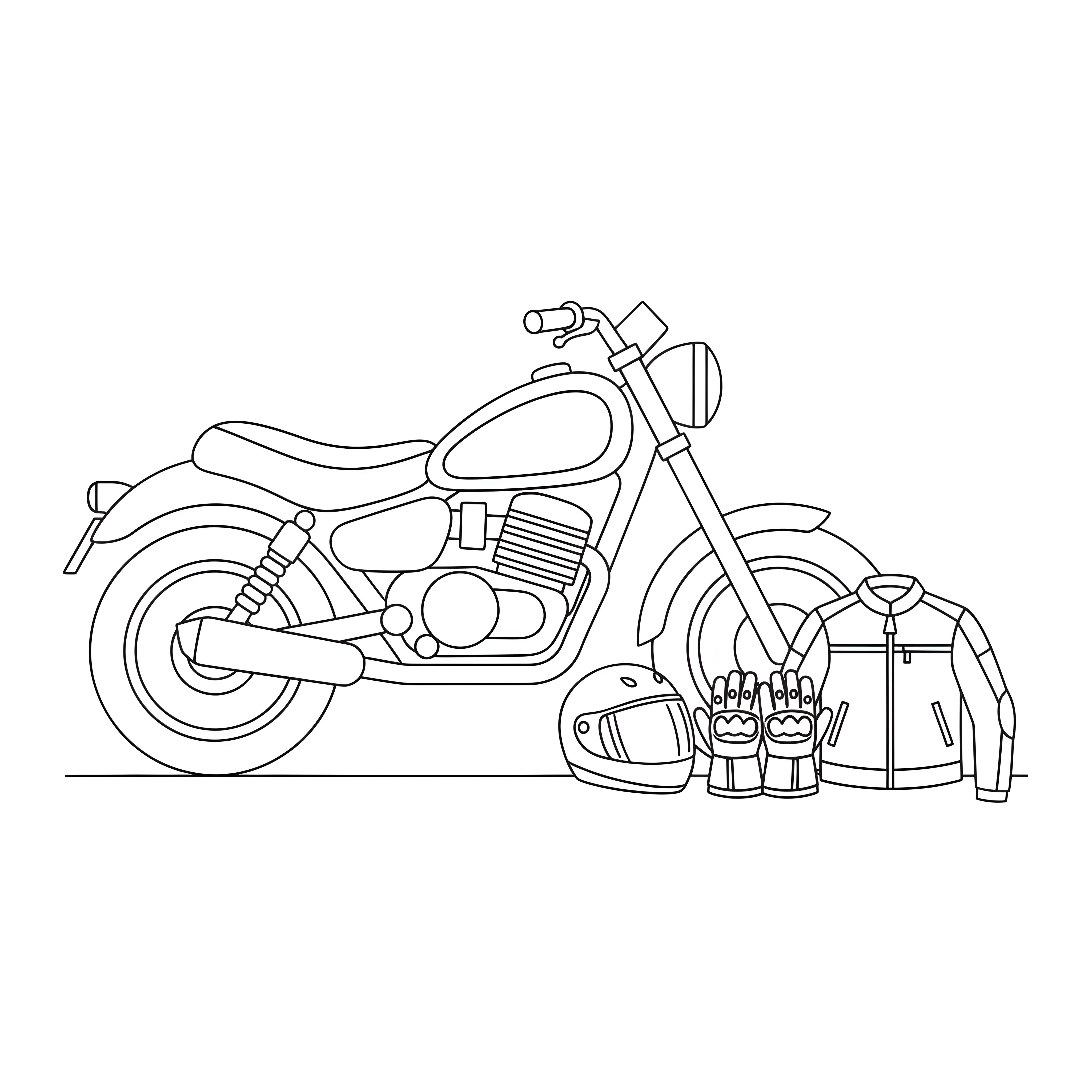 Motorrad mit kompletter Schutzausrüstung