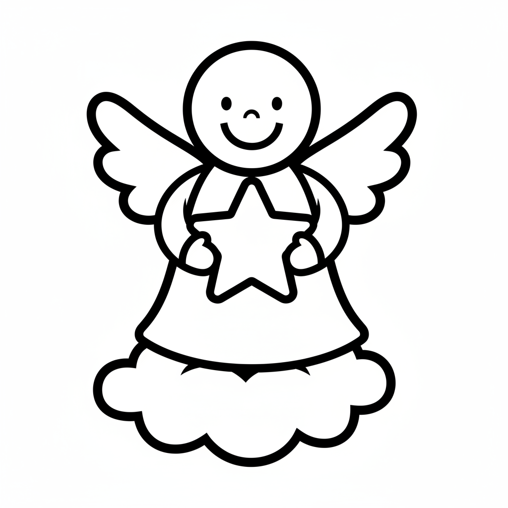 Weihnachtsengel mit Stern auf Wolke