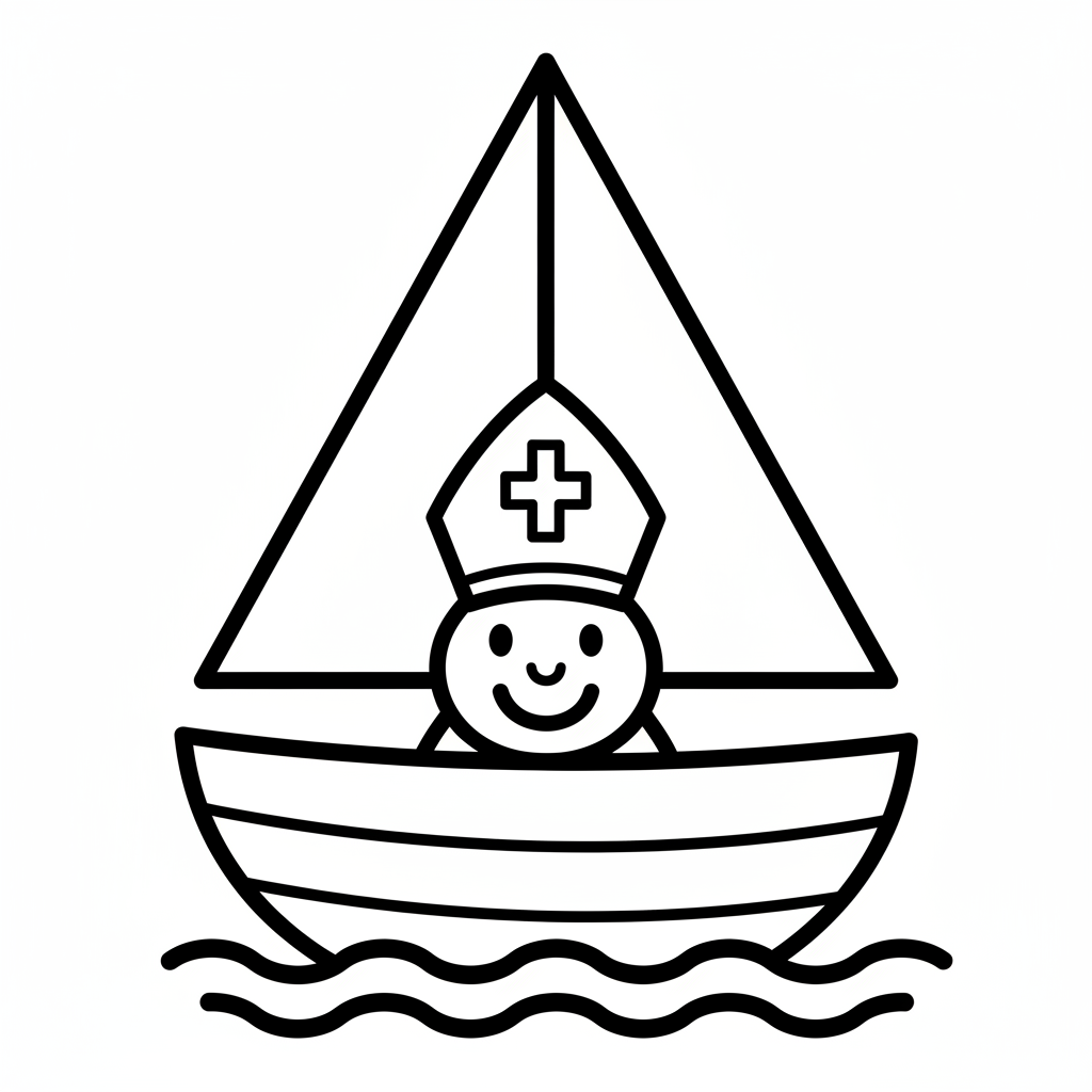 Nikolaus segelt im Boot über die Wellen