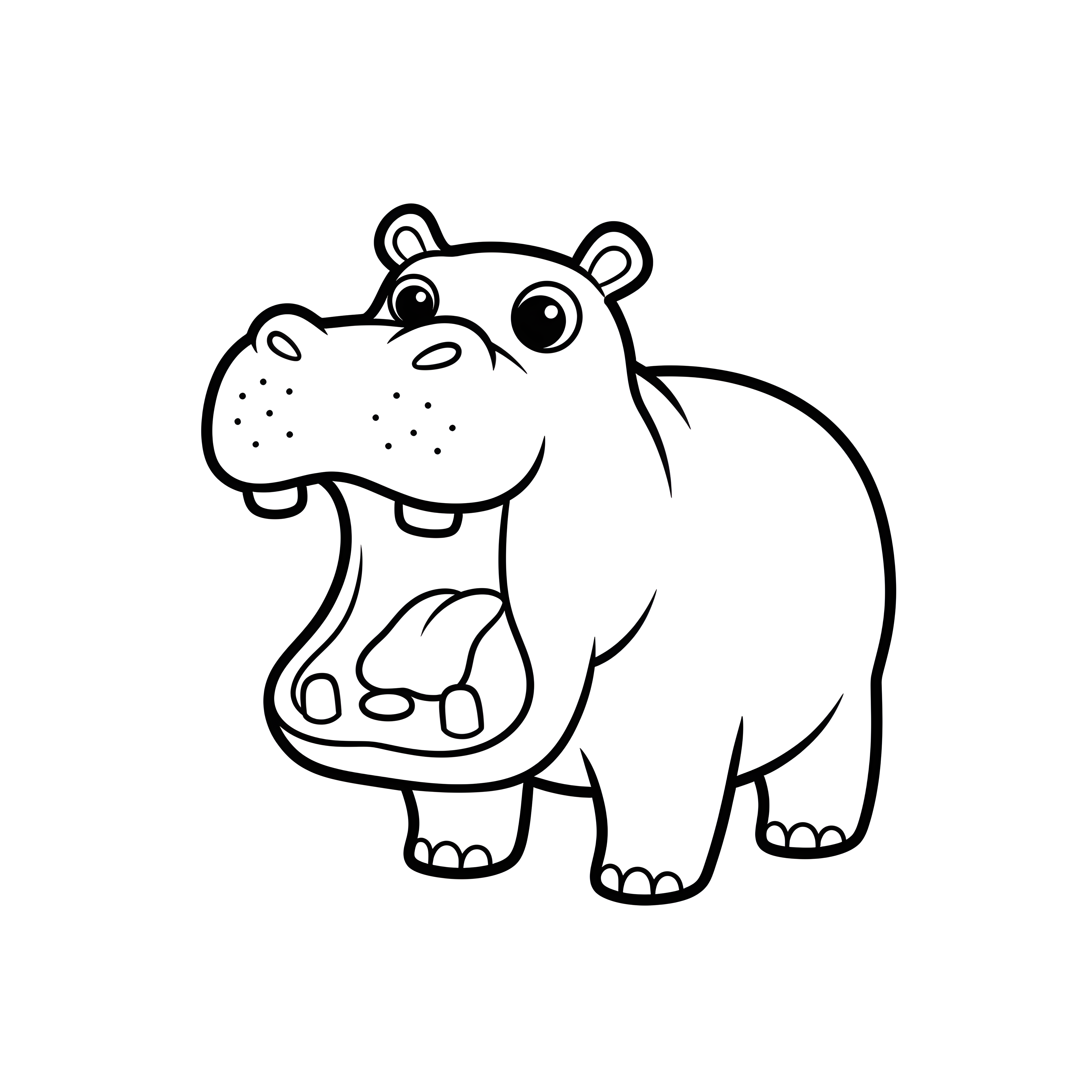 Nilpferd im Zoo Ausmalbild für Kinder 3-5 Jahre