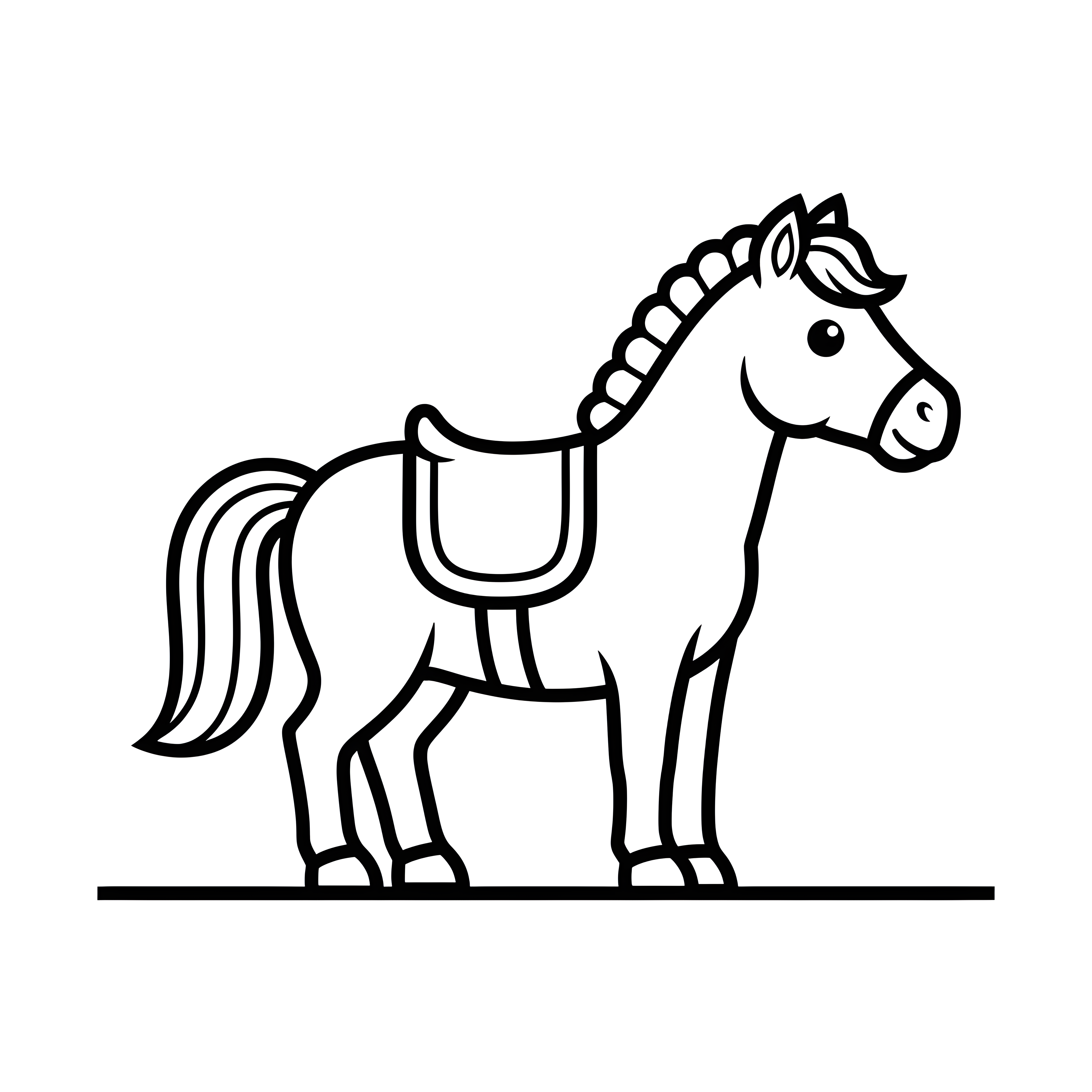 Süßes Pferd mit Sattel zum Ausmalen