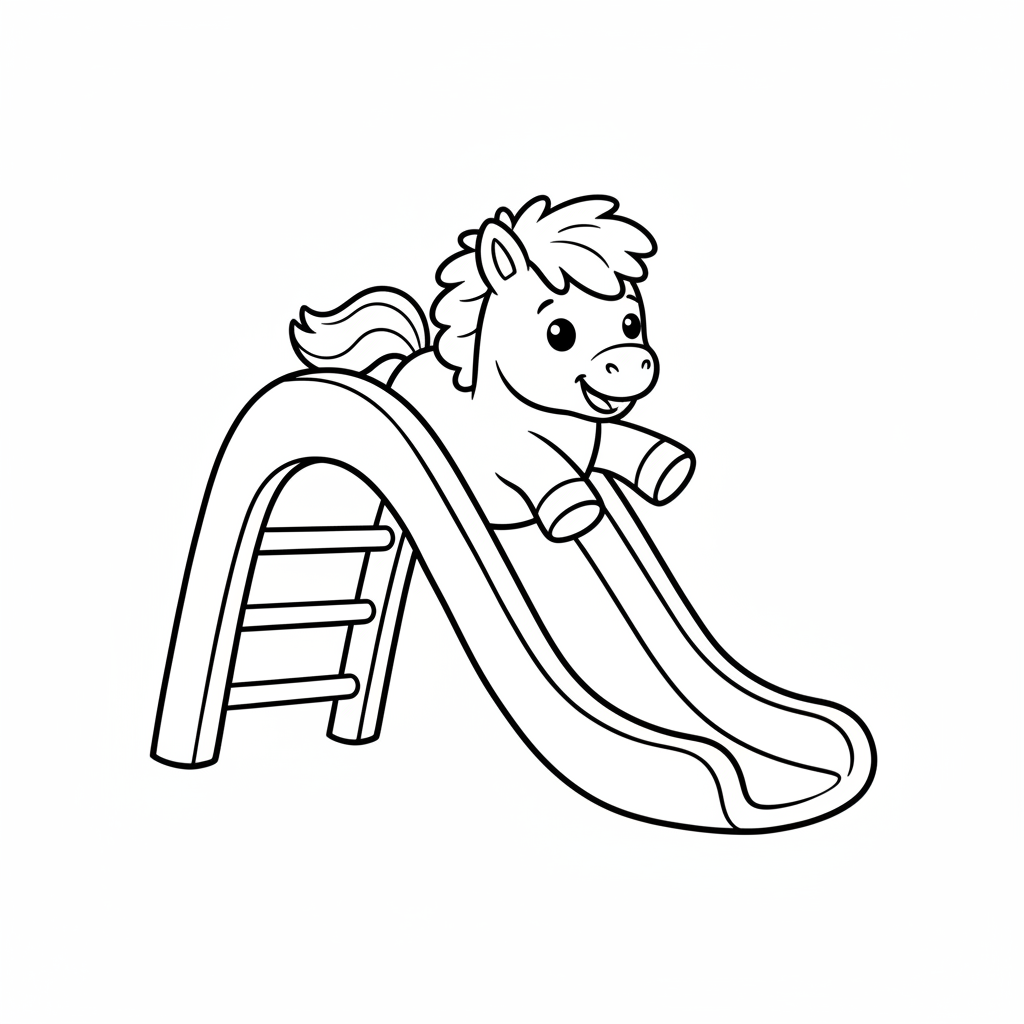 Pony auf der Rutsche