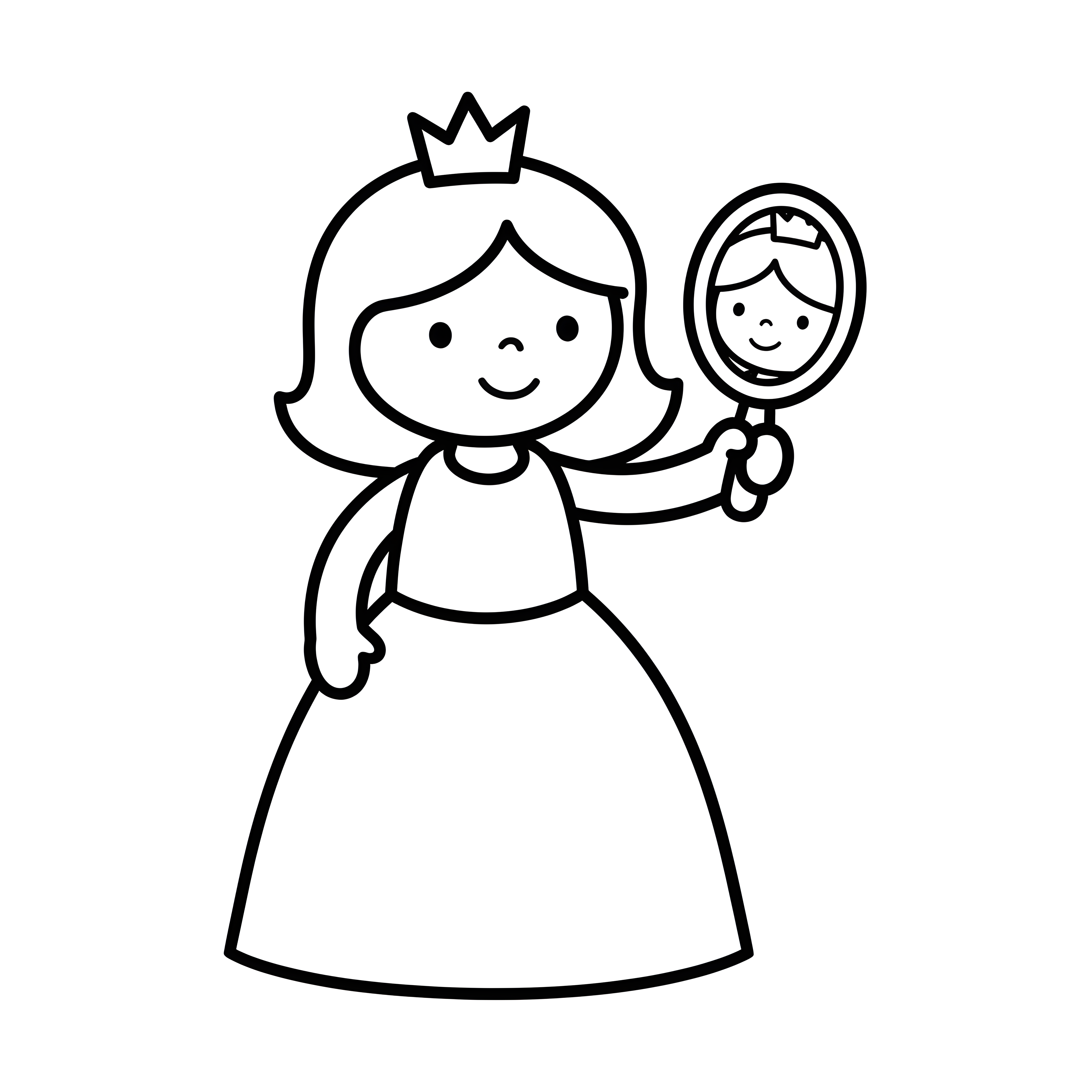 Prinzessin mit Handspiegel betrachtet ihr Spiegelbild