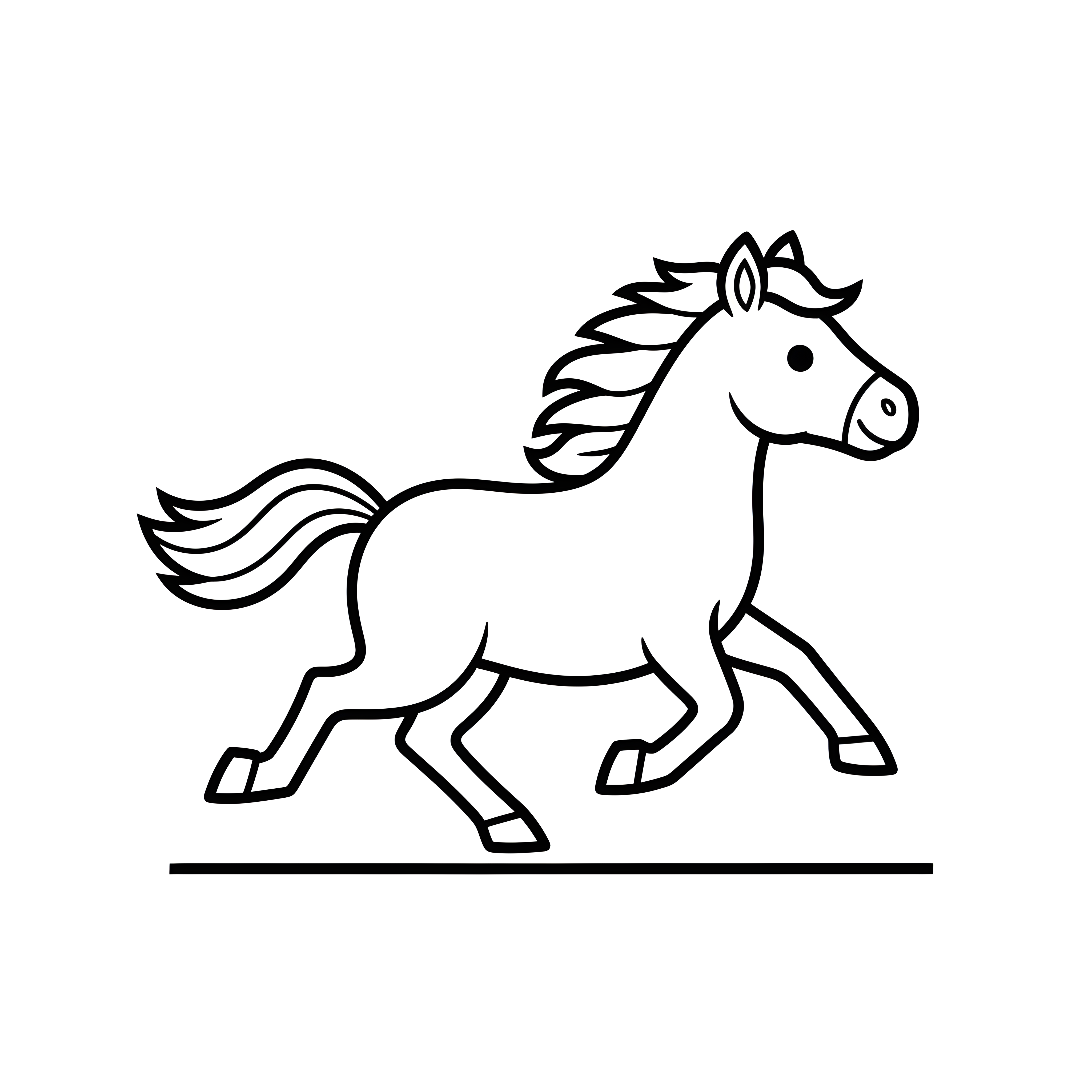 Galoppierendes Pferd in voller Bewegung zum Ausmalen