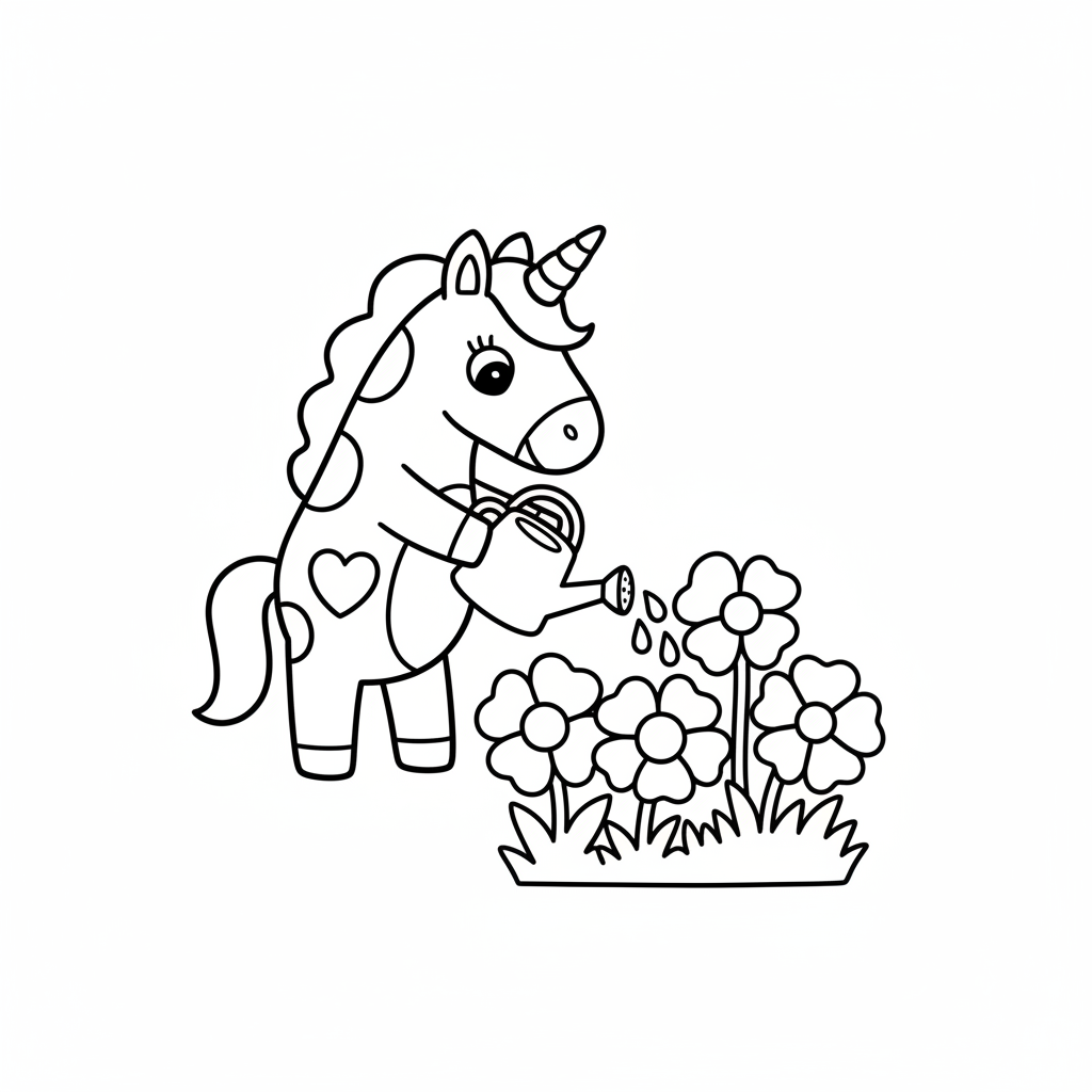 Einhorn mit Gießkanne