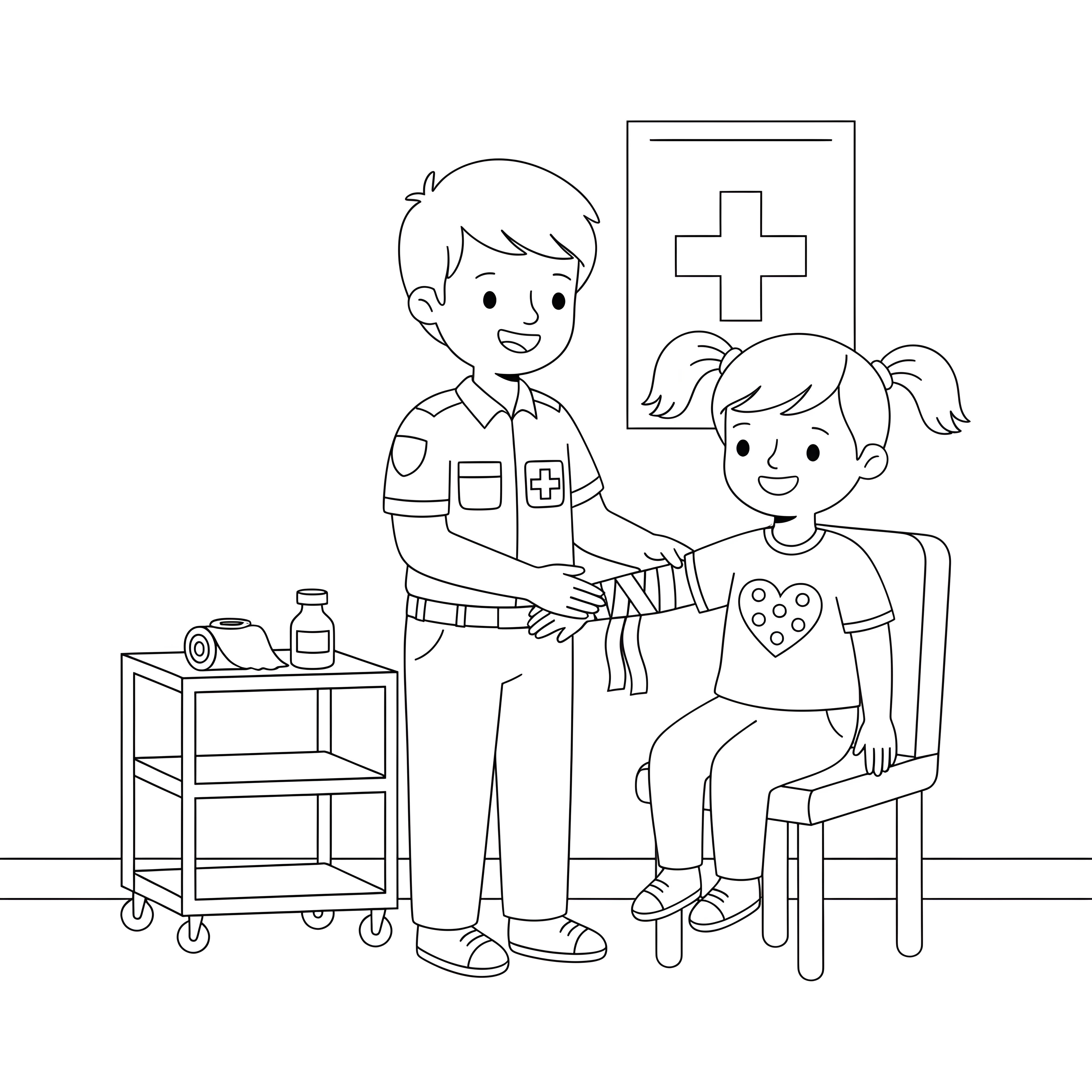 Sanitäter versorgt Kind mit Verband