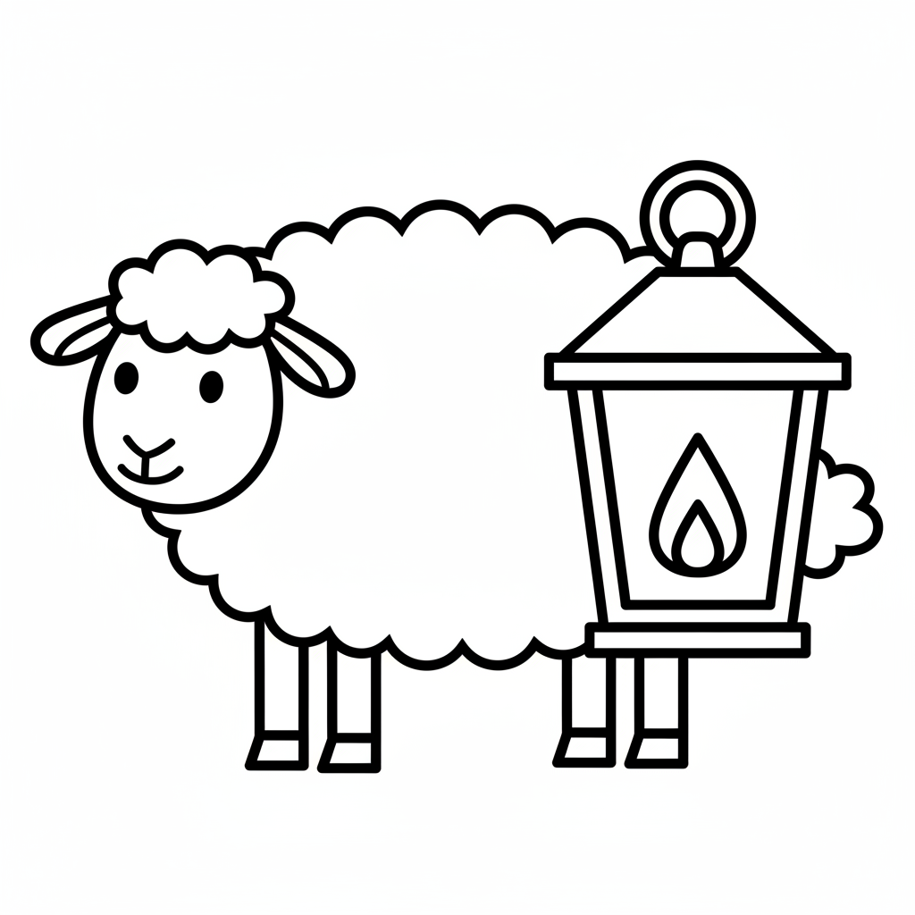 Flauschiges Schaf mit leuchtender Laterne