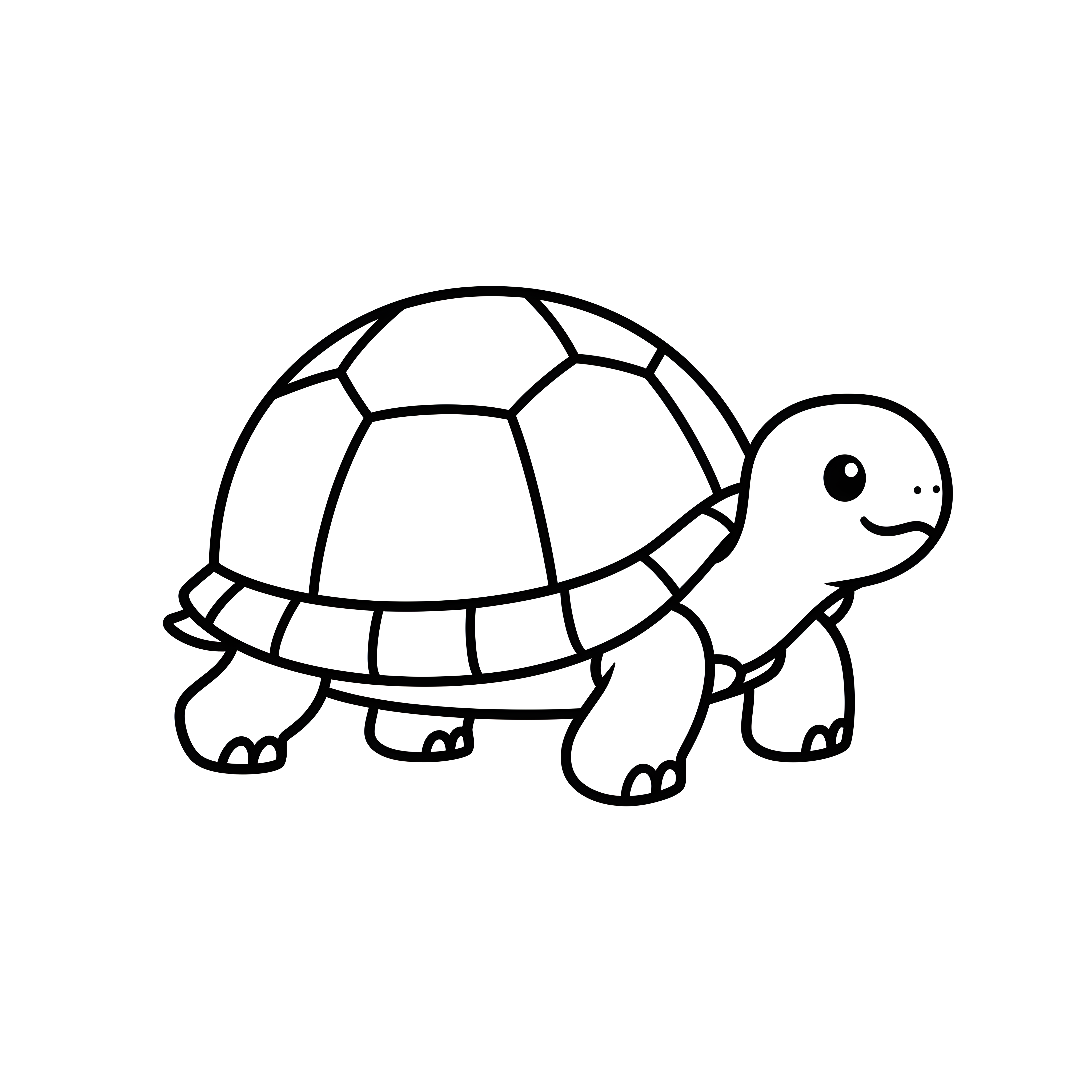 Süße Landschildkröte mit Panzermuster zum Ausmalen