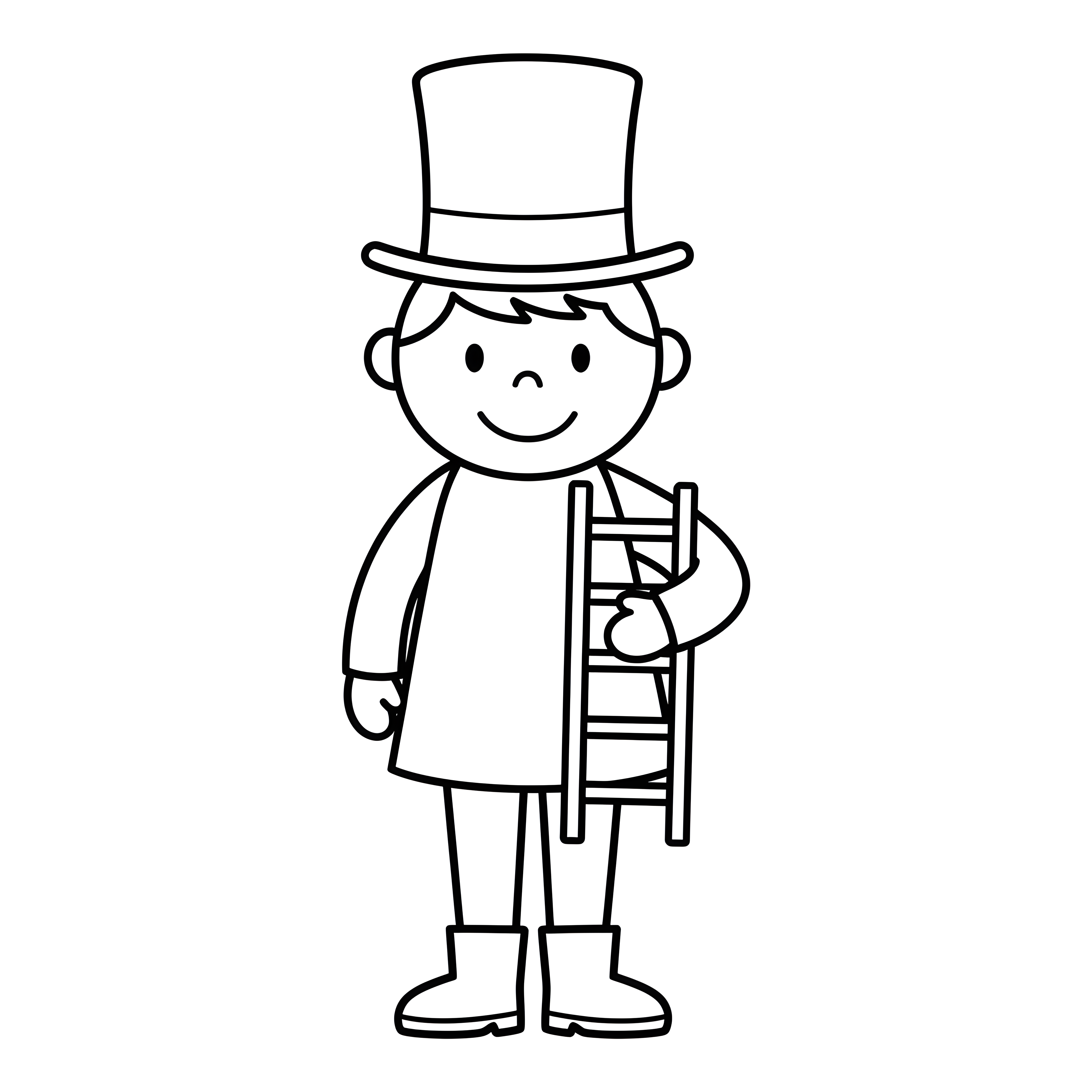 Schornsteinfeger mit Leiter zu Silvester zum Ausmalen