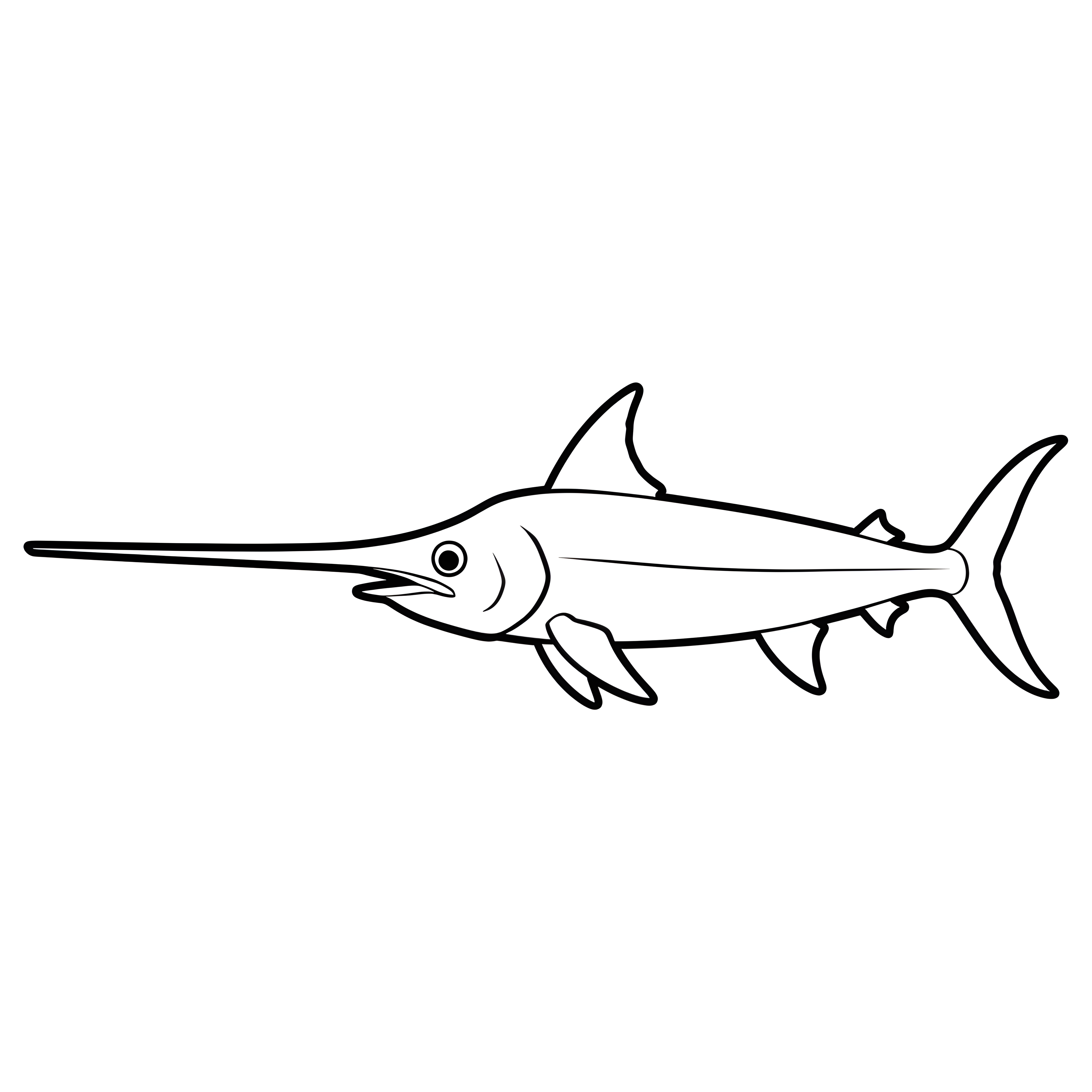 Schwertfisch mit langem Schwert zum Ausmalen