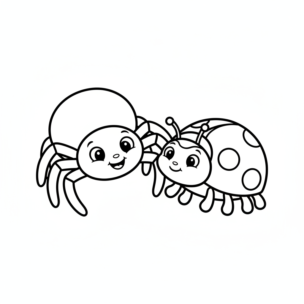 Spinne und Marienkäfer