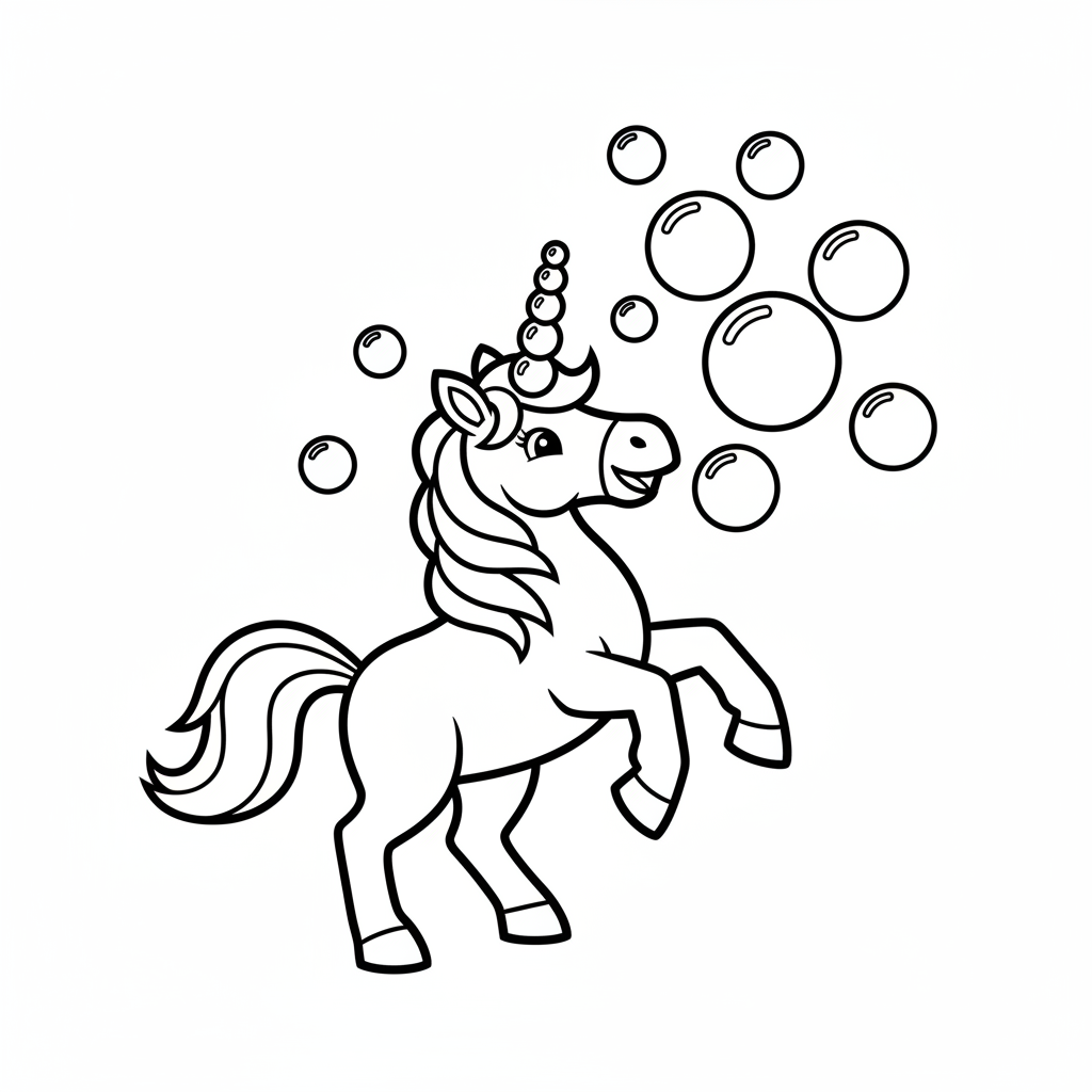 Einhorn mit Seifenblasen