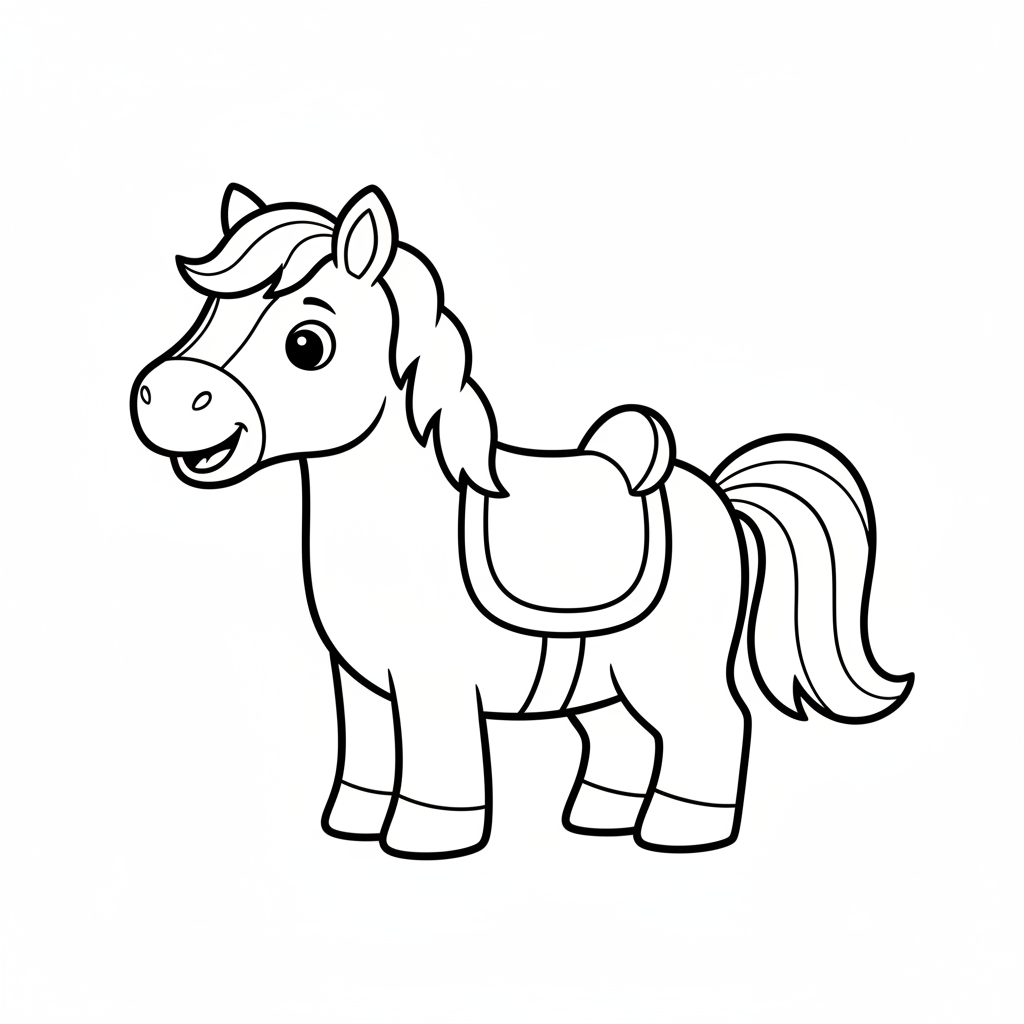 Süßes Pferd mit Sattel