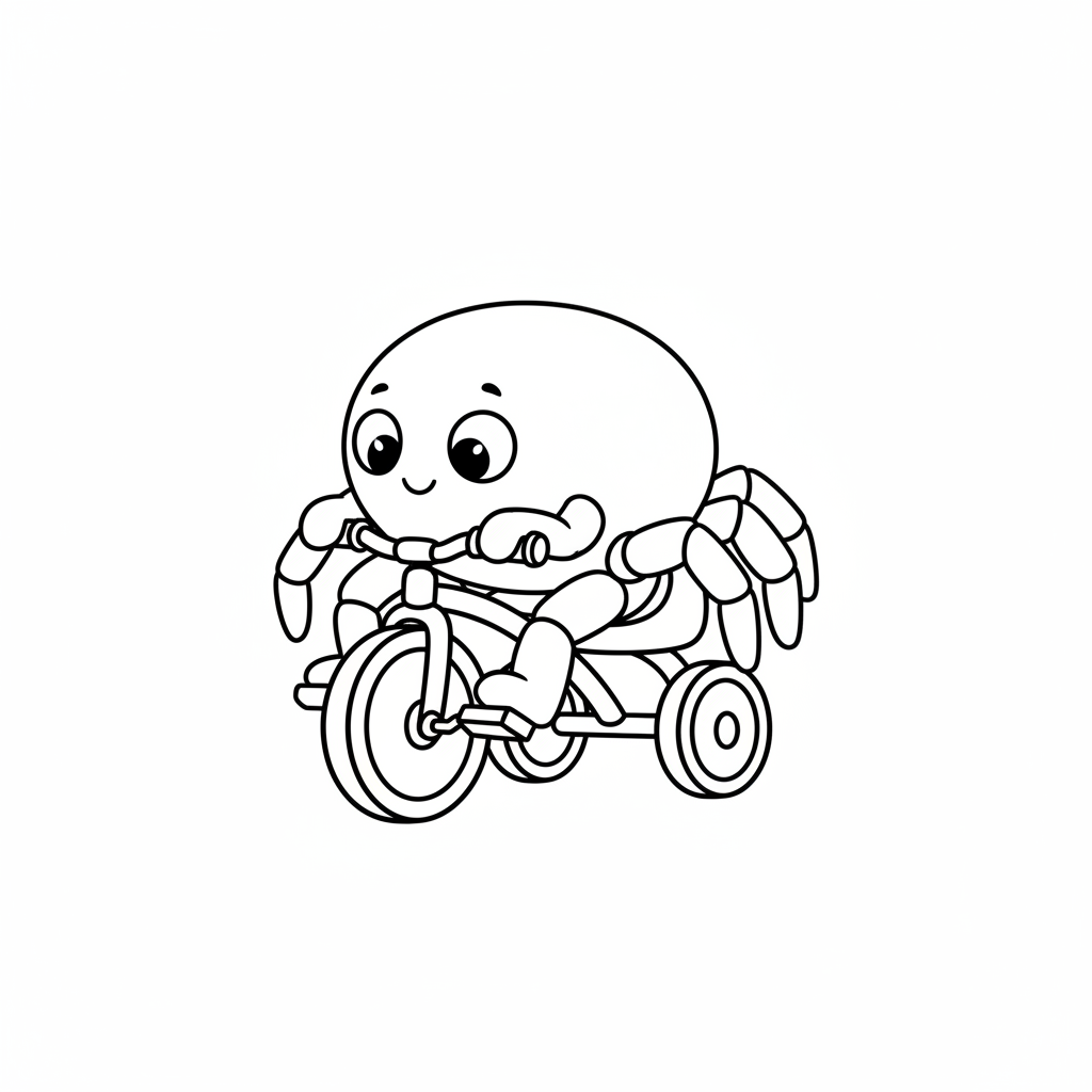 Süße Spinne auf Dreirad