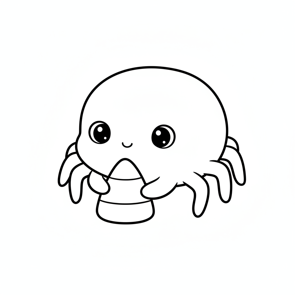 Ausmalbild süße Spinne mit Candy Corn