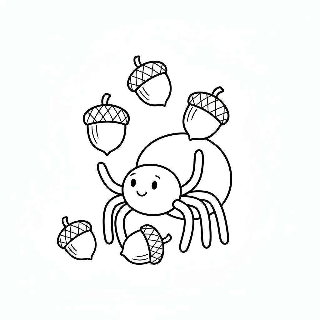 Süße Spinne mit Eicheln