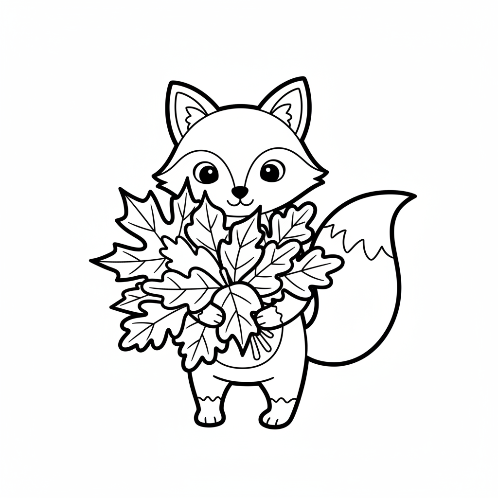 Süßer Fuchs mit Herbstblättern