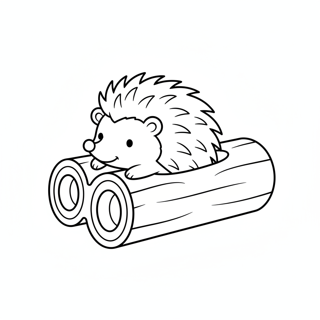 Süßer Igel im Baumstamm