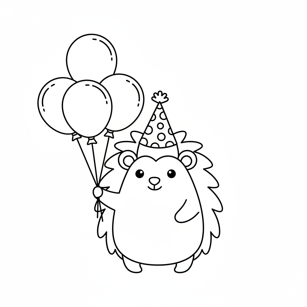 Süßer Igel mit Luftballons
