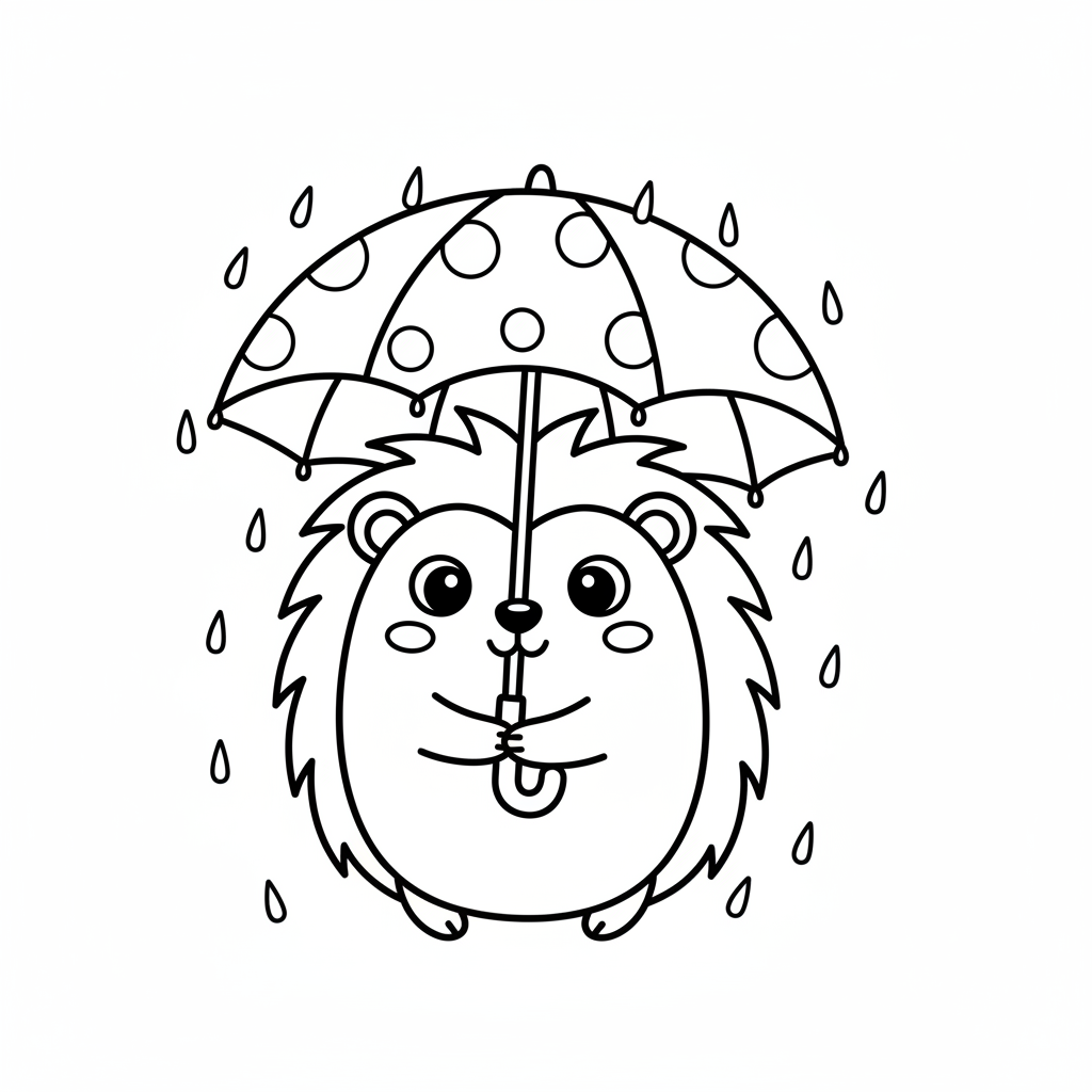 Süßer Igel mit Regenschirm
