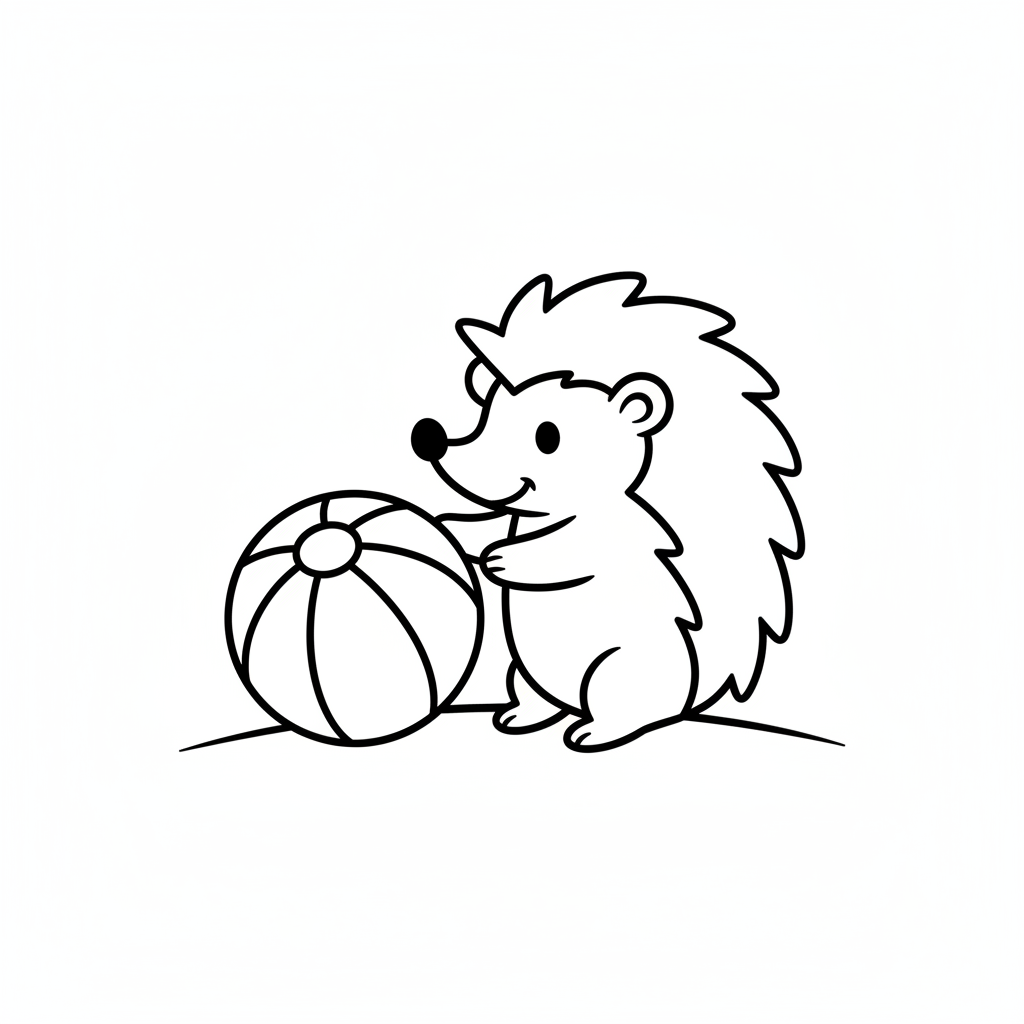 Süßer Igel mit Strandball