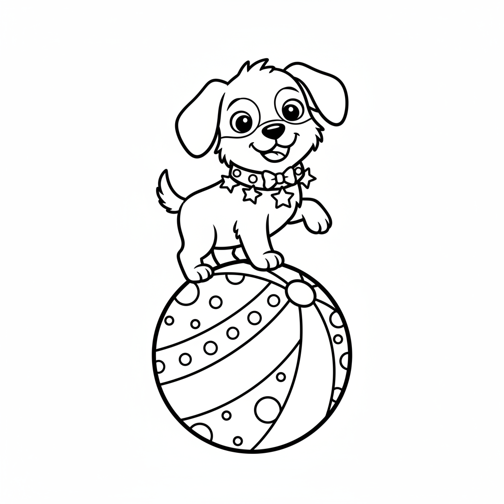 Ausmalbild süßer Welpe auf Ball