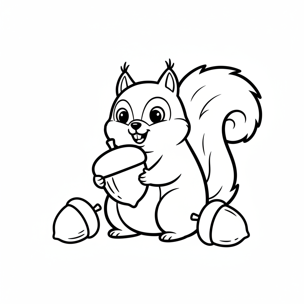 Süßes Eichhörnchen mit Eicheln