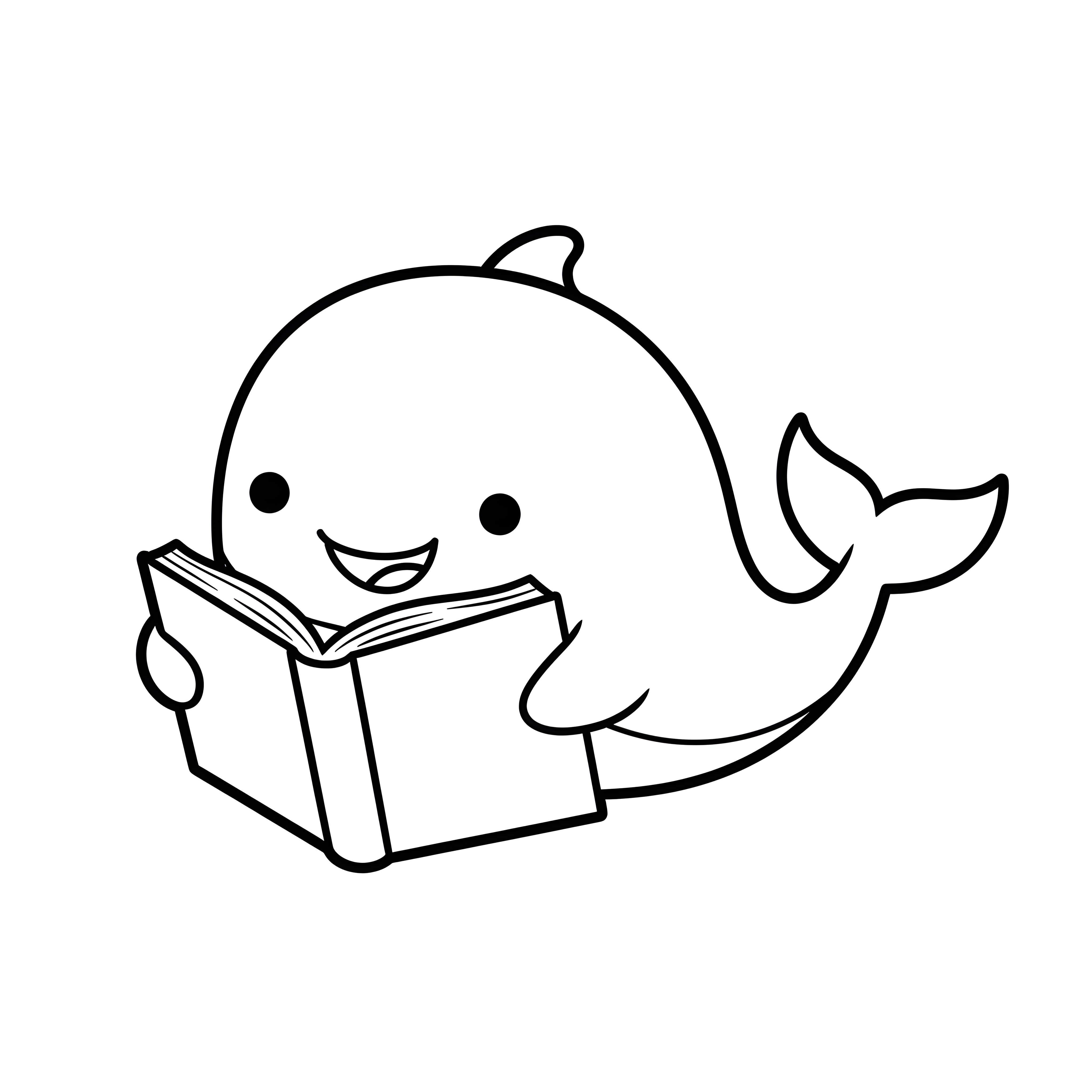 Wal liest ein Buch zum Ausmalen