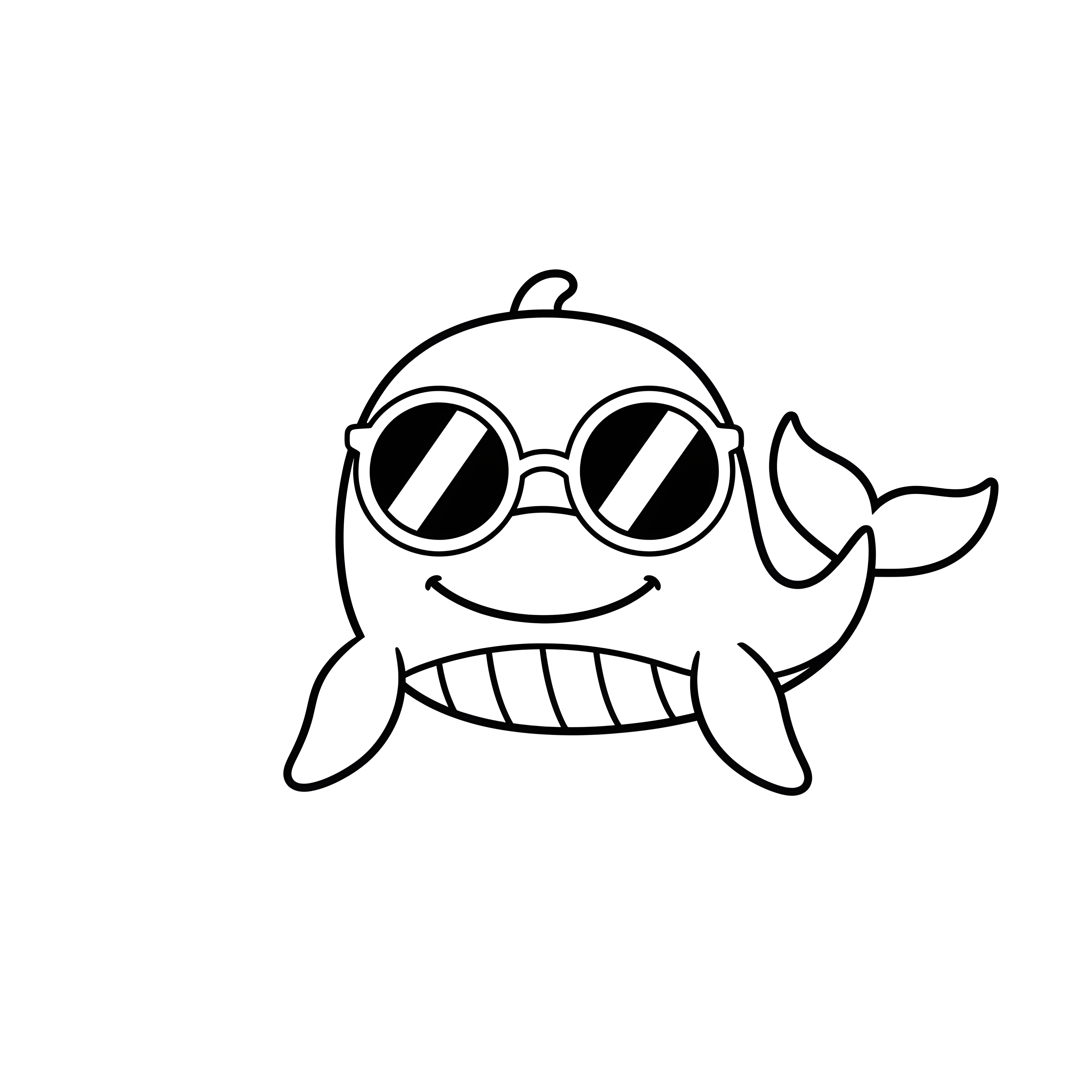 Cooler Wal mit Sonnenbrille zum Ausmalen