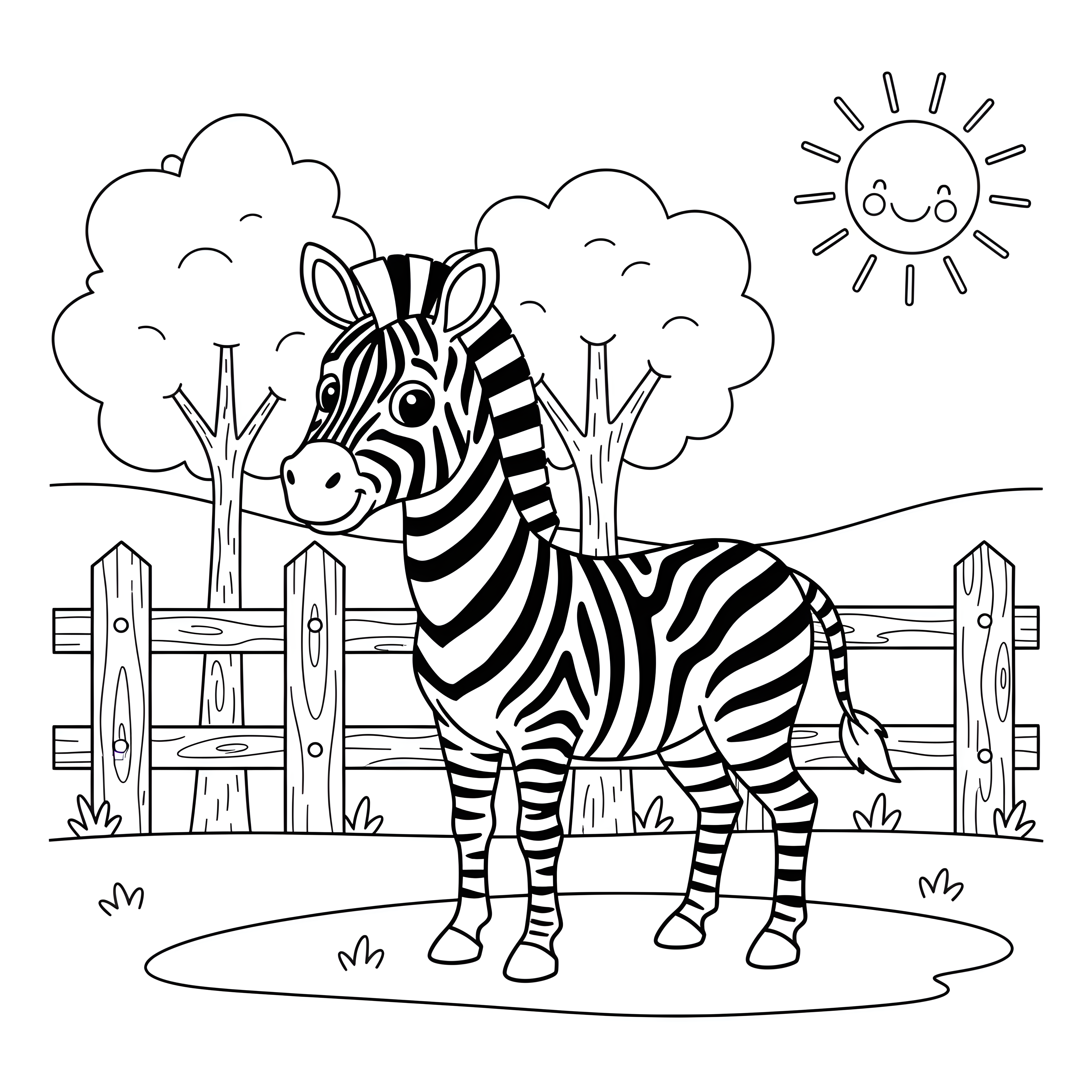 Zebra mit Streifen im Zoo zum Ausmalen