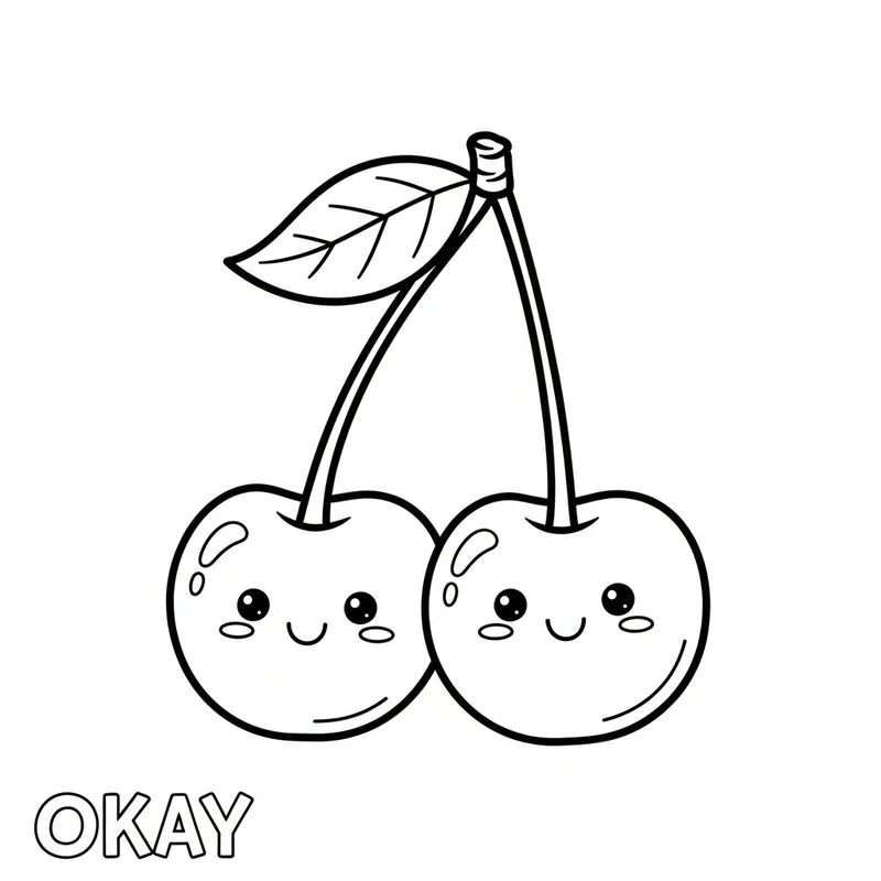 Fröhliches Kirschenpaar zum Ausmalen