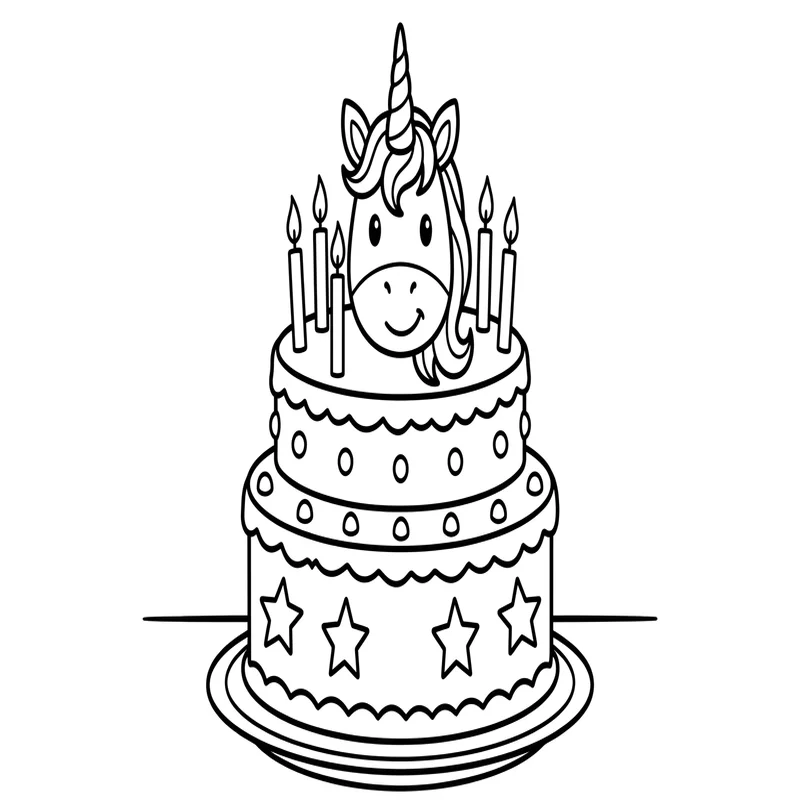 Einhorn Torte Ausmalbild – Einhorn-Geburtstagstorte