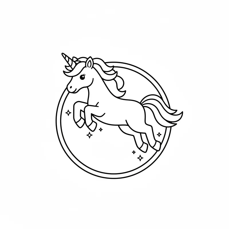 Einhorn im Sprung zum Ausmalen