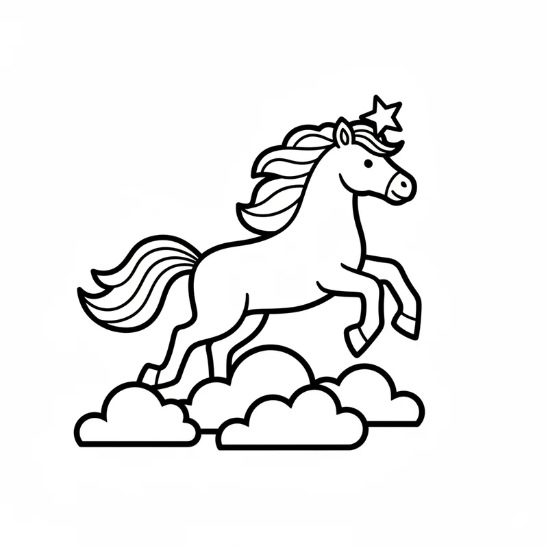 Einhorn im Sprung zum Ausmalen