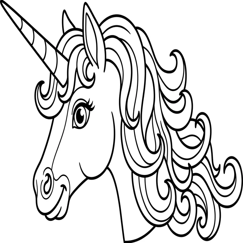 Einhornkopf Ausmalbild – Einhorn Kopf im Profil
