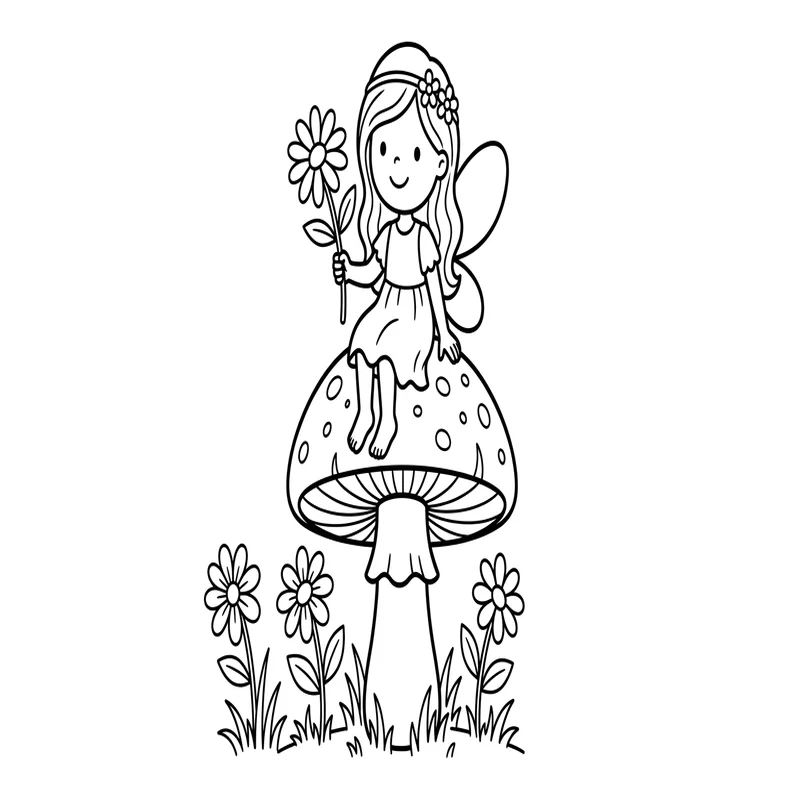 Fee mit Blume Ausmalbild – Blumenfee in der Natur