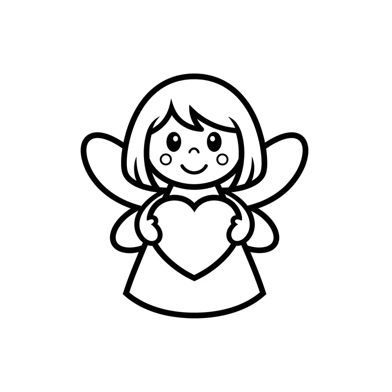 Fee mit Herz Ausmalbild für Kinder 3-5 Jahre