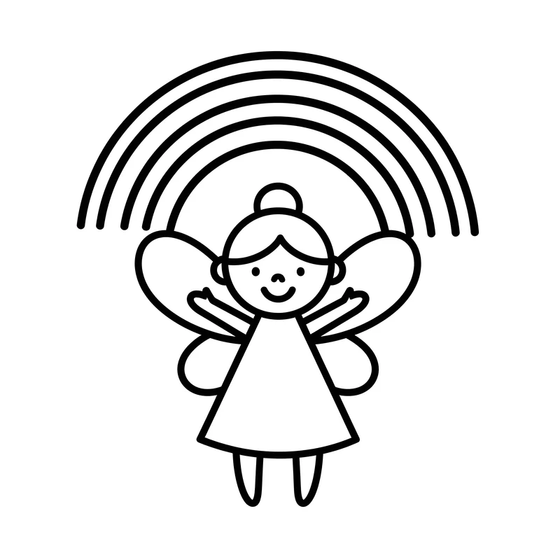 Fee mit Regenbogen Ausmalbild für Kinder 3-5 Jahre