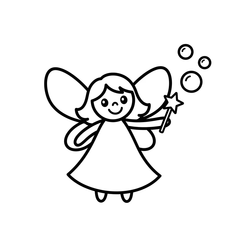 Fee mit Seifenblasen Ausmalbild für Kinder 3-5 Jahre