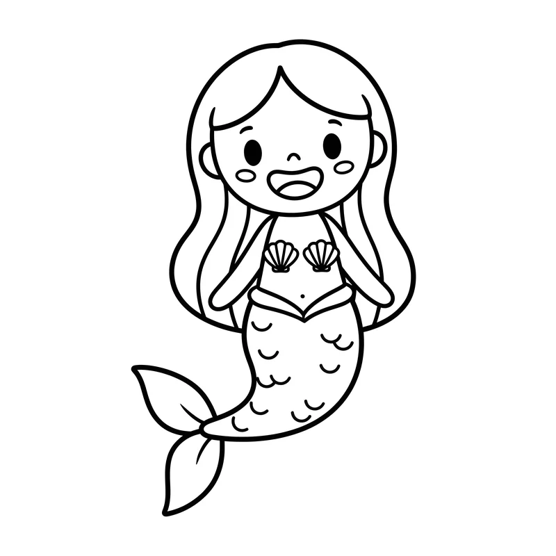 Lächelnde Meerjungfrau zum Ausmalen