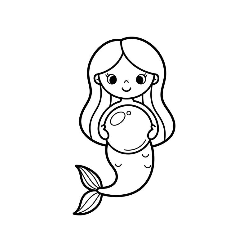 Meerjungfrau mit Perle zum Ausmalen