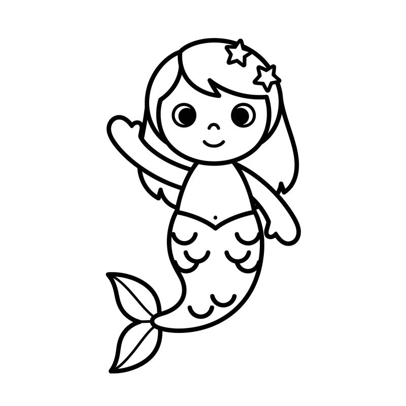 Meerjungfrau winkt zum Ausmalen