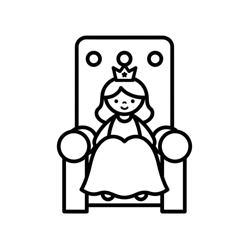 Prinzessin auf Thron zum Ausmalen
