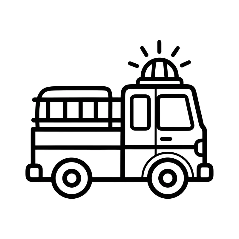 Feuerwehrauto mit Blaulicht zum Ausmalen