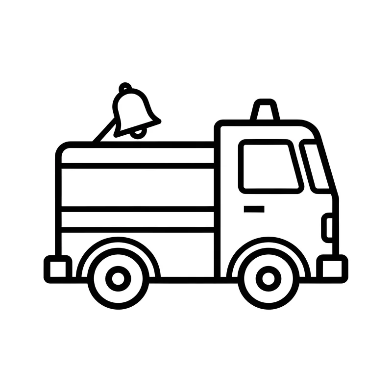 Feuerwehrauto mit großer Glocke zum Ausmalen