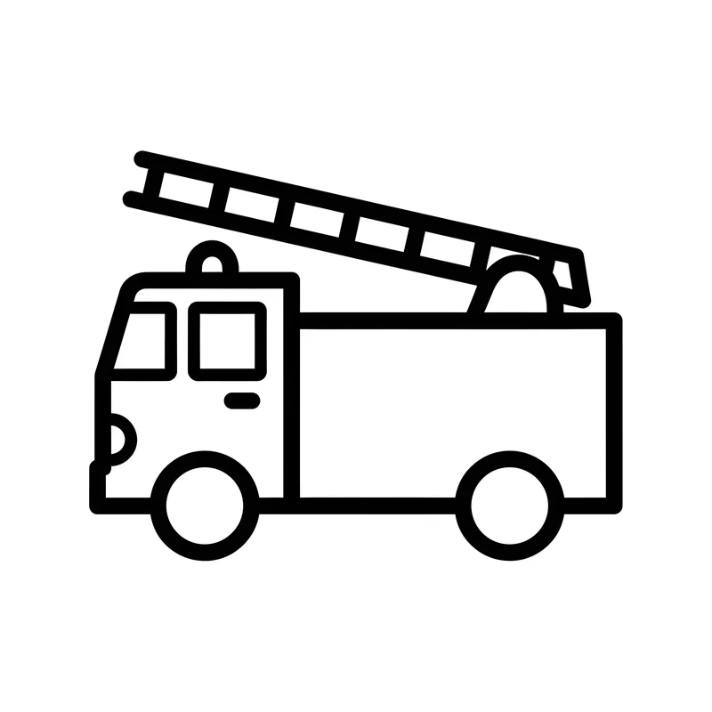 Feuerwehrauto mit Leiter zum Ausmalen