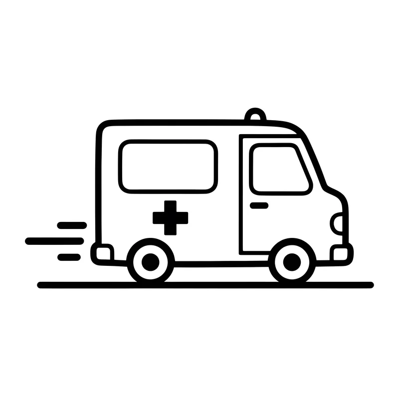 Krankenwagen in Fahrt mit Blaulicht zum Ausmalen