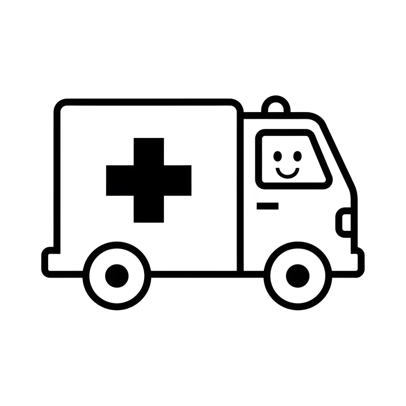 Krankenwagen mit Fahrer zum Ausmalen
